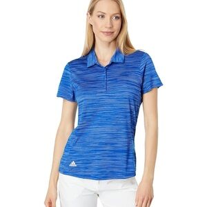 Adidas Women's Striped Blue Short Sleeve Polo